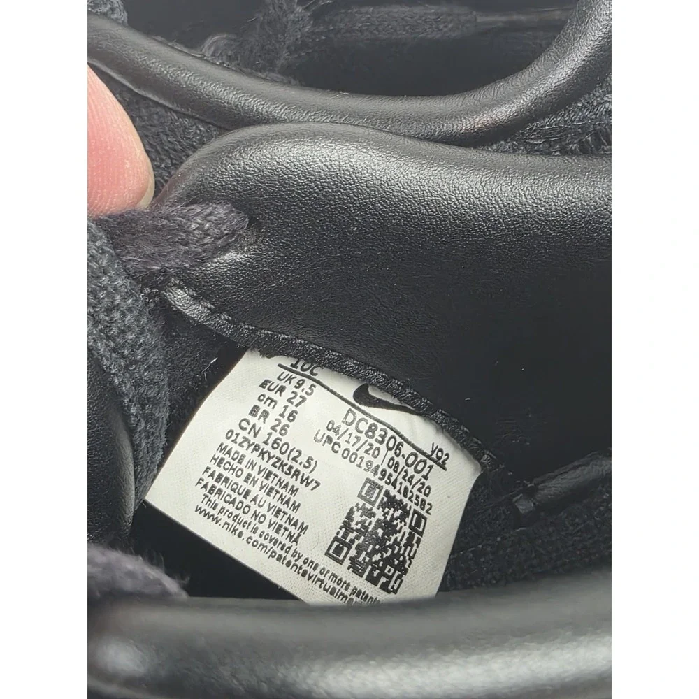 Nike x Stussy Air Force 1 Low Triple Black‎ TD Toddler Size 10C DC8306-001